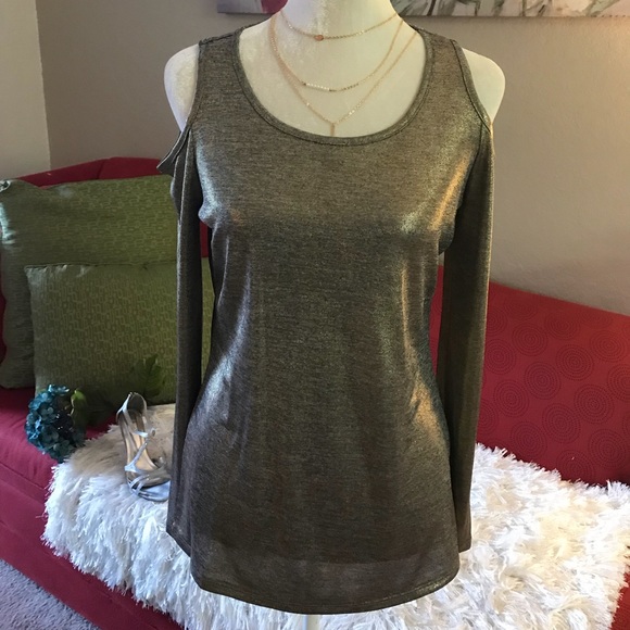 Michael Kors Tops - Michael Kors Cold Shoulder Metallic Top